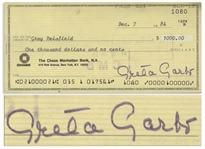 Greta Garbo Check Signed